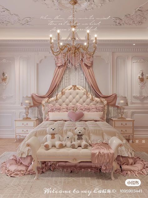 Princess Room Inspiration, Princess Rooms, Princess Theme Bedroom, Bedroom Miniature, Pink Princess Room, Royal Bedroom Design, Princess Bedrooms, Royal Room, Royal Bedroom