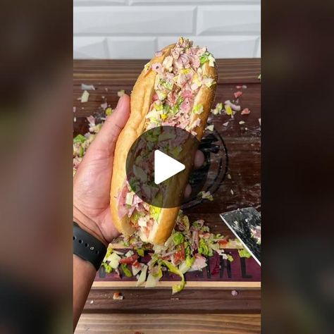 Tiktok Chopped Sandwich, Chopped Italian Sandwich Video, Chopped Ham Sandwich, Tik Tok Chopped Italian Sandwich, How To Mk, Sandwich Tiktok, Chop Sandwich, Chopped Italian Sandwich, Chopped Sandwich