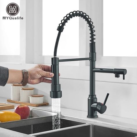 Just found this amazing item on AliExpress. Check it out! $1,110.80 | Black Brass Kitchen Sink Faucet Pull Down Hot and Cold Water Mixer2 Mode Tap with Dual Spout 360 Rotation Flexible Deck Mounted Black Brass Kitchen, Black And Brass Kitchen, Brass Kitchen Sink, Spout Design, Black Sink, Black Taps, Brass Kitchen, Black Pipe, Kitchen Sink Faucets