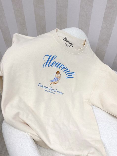 Cloud 9 Theme, Heavenly Design, Bachelorette Gift Ideas, Sorority Socials, Cream Crewneck, Back Wash, Cream Sweatshirt, Bridesmaids Proposal, Bridal Wardrobe