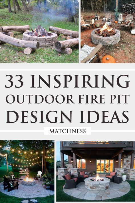 33 Inspiring Outdoor Fire Pit Design Ideas - Matchness.com Backyard Fire Pit Design, Backyard With Fire Pit Design, Cool Outdoor Firepits, Around The Fire Pit Ideas, Backyard Fire Pits Ideas, Back Patio Fire Pit Ideas, Fire Pit With Patio, Outdoor Fire Pit Decorating Ideas, Diy Modern Fire Pit