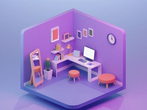 3d Flat Design, 3d Isometric Illustration, 3d Isometric Design, Blender 3d Illustration, 3d Illustration Design, 3d Design Art, 3d Illustration Art, Illustrator 3d, 3d Room Design