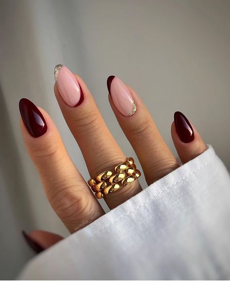 Bordo Nails, Burgundy Nail Designs, Wine Nails, February Nails, Burgundy Nails, Thanksgiving Nails, Autumn Nails, Valentine's Day Nails, Gold Nails