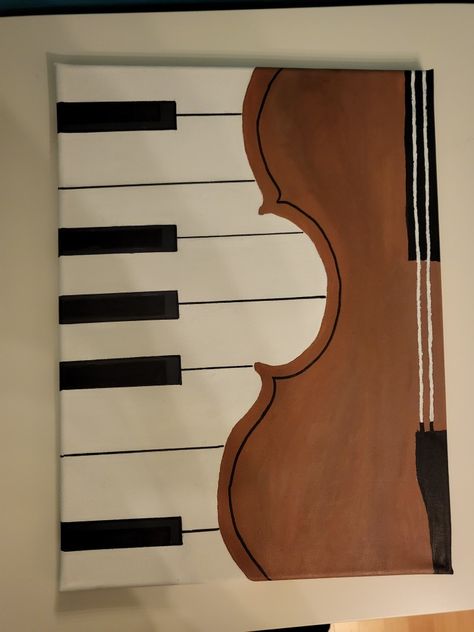 Drawing about music. Pencil drawing. In my picture you see on the left a piano and on the right a guitar. Music Art Easy, Drawing For Music Lovers, Canvas Music Painting, Music Lover Drawing, Music Painting Ideas On Canvas, Things To Paint Aesthetic, Guitar Painting Ideas, Music Painting Ideas, Music Painting Canvas