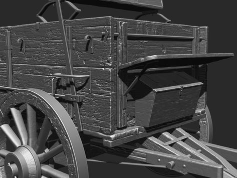 Wooden Wagon, 3d Games, Game Environment, Wooden Games, Game Assets, Student Work, Zbrush, Wagons, 3d Art