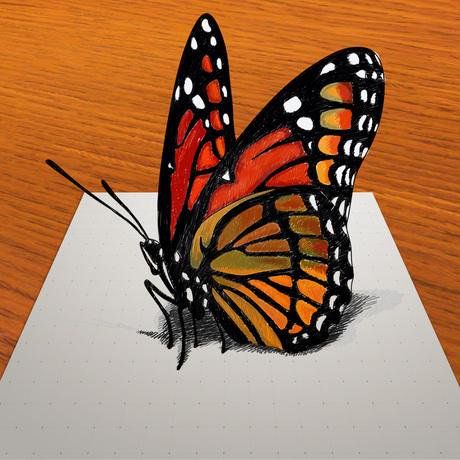 3d Pencil Sketches, 3d Illusion Drawing, 3d Drawing Techniques, Draw A Butterfly, 3d Pencil Drawings, Kristina Webb, Butterfly Art Drawing, Illusion Drawings, Prismacolor Art