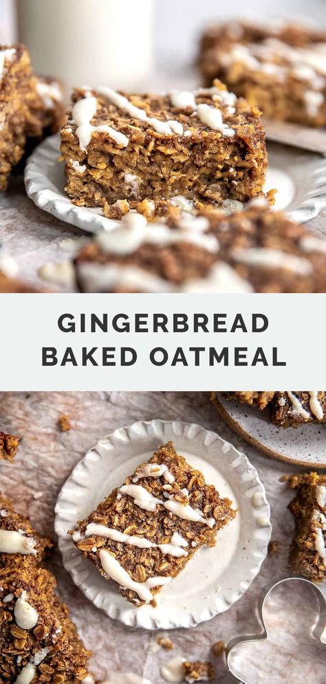 Baked Oatmeal Gluten Free Dairy Free, Baked Gingerbread Oatmeal, Gingerbread Oatmeal Bake, Christmas Morning Breakfast Ideas Gluten And Dairy Free, Holiday Baked Oatmeal, Ginger Breakfast Recipes, Dairy Free Christmas Breakfast, Christmas Breakfast Ideas Gluten Free, Christmas Oatmeal Breakfast