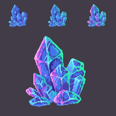 Pixel Art Crystal, How To Pixel Art, Pixel Art Landscape, 8 Bit Art, Pixel Art Tutorial, Arte 8 Bits, 8bit Art, Cool Pixel Art, Pixel Drawing