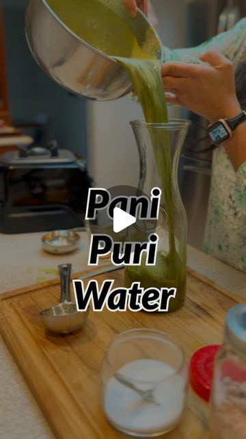 Laxmi Rawal on Instagram: "Pani puri Water   CUMIN SEEDS 1 TBSP WHOLE CORIANDER 1 TBSP BLACK PEPPER  1/2 TSP DRY RED CHILIES 5-6  ( ALL ROASTED & BLEND)  THEN ADD  AMCHUR POWDER 1 TBSP BLACK SALT 1 TSP SALT 1/2 TSP DRY GINGER POWDER 1 TSP  Pani Ingredients: MINT 2 CUPS (PACKED) FRESH CORIANDER 1 & 1/2 CUP (PACKED) GINGER SMALL PIECE GREEN CHILLIES 7-8  TAMARIND PULP 1/2CUP JAGGERY 2 TBSP ( this won’t make your water sweet, it just gives nice taste) PANI PURI MASALA ( which we prepared)  ICE CUBES 8-10  WATER 1 LITRE  #panipuripani #panipurirecipe #panipuriwater #panipuriwaterrecipe #mammidadhaba" How To Make Pani Puri Water, Pani Puri Water Recipes, Pani Puri Pani Recipe, Pani Puri Water, Amchur Powder, Pani Puri Recipe, Cilantro Recipes, Puri Recipes, Mint Water