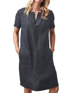 cd0dce8fca267bf1fb86cf43e18d5598 Style Anglais, Pocket Tunic, Mini Robes, Oversized Dress, Midi Short Sleeve Dress, Plus Size Shorts, Vestido Casual, Button Dress, Solid Dress