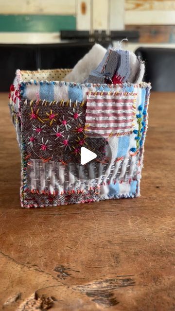 Renee Luitjes on Instagram: "These slow stitched little baskets are so much fun to make. A lot of love goes into them. #lowlandoriginals #slowstitching #embroidery #embroideredbasket" Slow Stitch Vessel, Slow Stitching Ideas For Beginners, Slow Stiching Projects Ideas, Slow Stitching Ideas Hand Embroidery, Slow Stitching Ideas, Slow Stitching Projects, Learn Crochet Beginner, Little Baskets, Slow Sewing