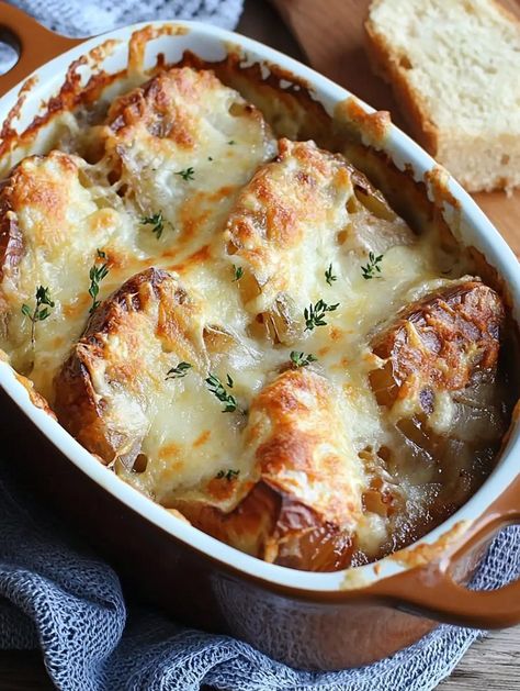 French Onion Soup Casserole French Onion Casserole Recipes, French Onion Soup Casserole Recipe, Recipe With French Onion Soup, French Onion Soup Casserole, Onion Soup Casserole, Best Whole Grain Bread, French Onion Casserole, Cheese Its, Best French Onion Soup