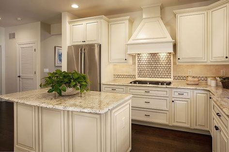 Glazed Cabinets Add Traditional Depth & Dimension to Any Kitchen Beige Granite Countertops, Refacing Kitchen Cabinets Cost, Glazed Cabinets, Beige Granite, Beige Kitchen Cabinets, Glazed Kitchen Cabinets, Antique White Kitchen Cabinets, Antique White Cabinets, Cost Of Kitchen Cabinets