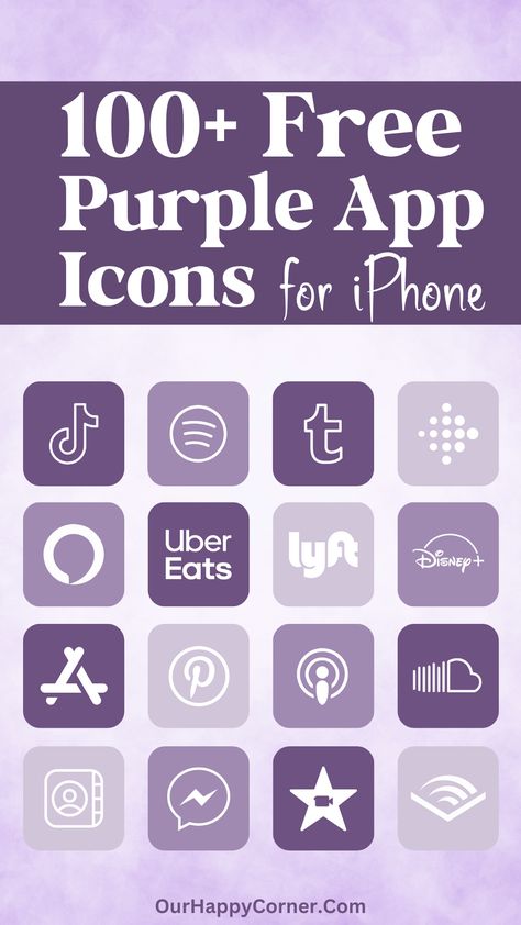 100 Free Purple App Icons For Your iPhone - Our Happy Corner Free Purple App Icons, Cute Settings App Icon, App Asthetics Icons, Purple Icons Ios, Cute Iphone App Icons, Ios Icons Purple, Purple Iphone App Icons, Iphone Icons Purple, Purple Iphone Icons