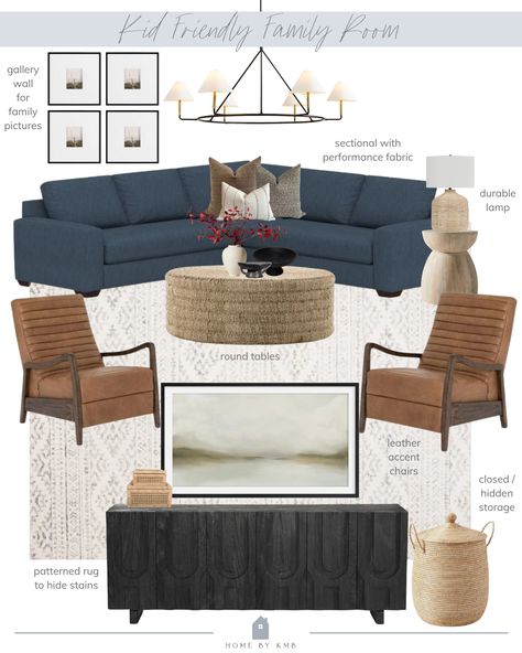 Kid Friendly Family Room Designs Navy Sectional Living Room, Blue Sectional Living Room, Kid Friendly Living Room Furniture, Kid Friendly Family Room, Family Room Designs, Kid Friendly Living Room, Blue Sofas Living Room, Dc Apartment, Blue Couch Living Room