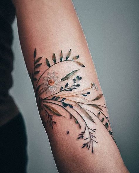 Top 100 Best Wildflower Tattoos For Women - Floral Design Ideas Wildflower Tattoos For Women, Wildflower Tattoos, Flower Design Ideas, Floral Design Ideas, Empowerment Tattoo, Wild Flower Design, Vintage Flower Tattoo, Mountain Tattoo Simple, Wildflower Tattoo