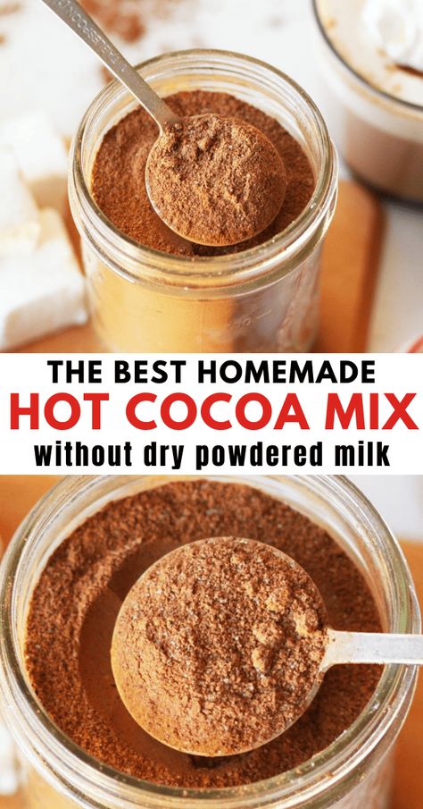 Sugar Free Hot Cocoa Mix Recipe, Homemade Hot Cocoa Mix Recipe, Cocoa Mix Recipe, Hot Cocoa Mix Recipe, Hot Chocolate Mix Recipe, Homemade Hot Chocolate Mix, Homemade Hot Cocoa, Hot Chocolate Gifts, Hot Cocoa Mix