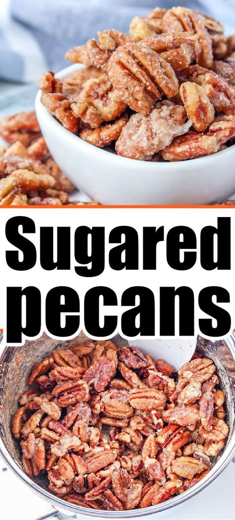 Sugared Nuts and pecans that are candied and the best sweet treat or Christmas dessert to snack on. #pecans #candiednuts #sugaredpecans #sugarednuts Sugar Coated Pecans, Coated Pecans, Fiber Recipes, Recipes For Diabetics, Glazed Pecans, Low Fat Snacks, Best Christmas Desserts, Sugared Pecans, Healthy Recipes For Diabetics