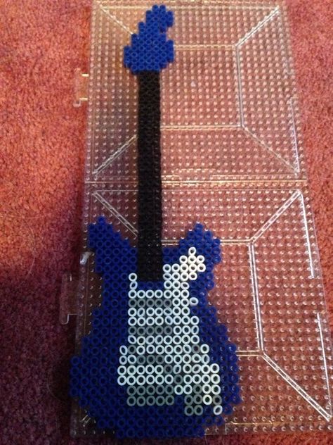 Electric guitar Music Note Perler Beads, Violin Perler Beads, Perler Bead Patterns Guitar, Piano Perler Beads, Guitar Perler Beads, Perler Bead Guitar, Electric Guitar Perler Beads, Electric Fuse, Melt Beads Patterns