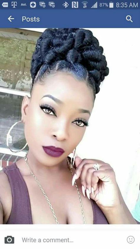 Black Hair Updo Hairstyles, Twisted Hair, Beautiful Black Hair, Twisted Updo, African Hair Braiding Styles, Afrikaanse Mode, Natural Hair Twists, Pelo Afro, Trendy Hairstyle