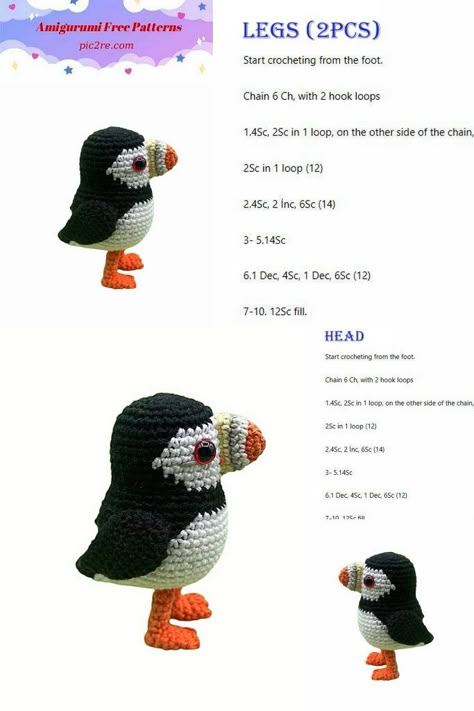 Free Amigurumi Francis the puffin Puffin Crochet Pattern, Puffin Crochet Pattern Free, Crochet Puffin, Atlantic Puffin, Tiny Toys, Polar Animals, Cat Amigurumi, Bunny And Bear, Crochet Items