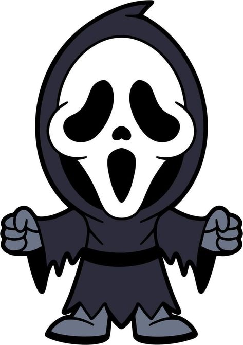 Ghost Face Clipart, Scream Cartoon Drawing, Ghost Face Svg Free, Halloween Cartoon Characters Drawing, Ghostface Template, Cute Things To Draw Halloween, Jason Voorhees Drawing Easy, How To Draw Horror Characters, Ghost Face Party Ideas