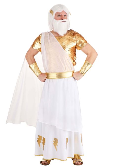 Zeus Costume, Zeus Greek God, God Costume, Golden Lightning, Greek God Costume, Zeus Greek, God Zeus, Mount Olympus, Chiffon Tunic