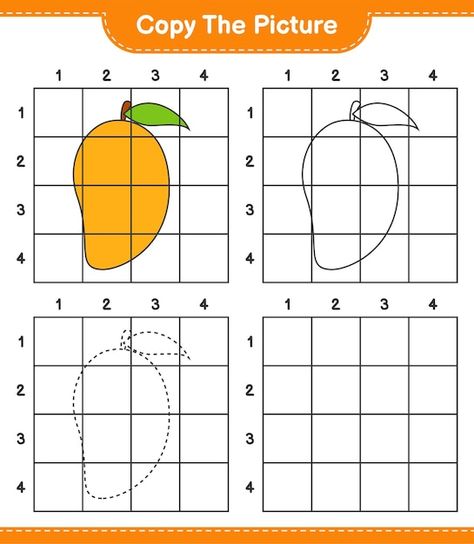 Kids Worksheet, Simple Pictures, Game Printable, Handwriting Practice, Teaching Art, Grid Lines, Printable Worksheets, Vector Photo, The Picture