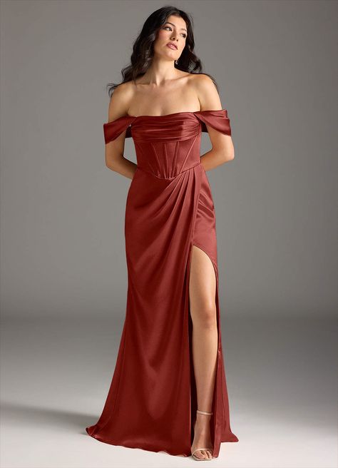 What do you think of the Azazie Lynden, come check them out! https://www.azazie.com/products/azazie-lynden-terracotta-sheath-off-the-shoulder-metallic-satin-floor-length-bridesmaid-dress/7394220 Black Order, Champagne Gold, Dusty Blue, Satin Dresses, Olive Green, Floor Length, Off The Shoulder, Favorite Color, Bridal Party