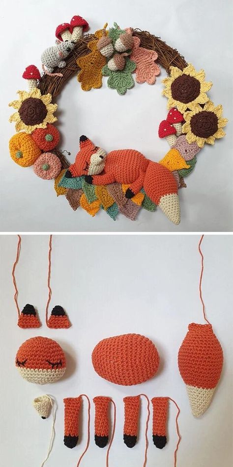 Pumpkin Sewing, Crochet Wreath Pattern, Decorative Pumpkins, Crochet Wreath, Fall Crochet Patterns, Knit Ideas, Crochet Fall, Holiday Crochet, Crochet Decoration