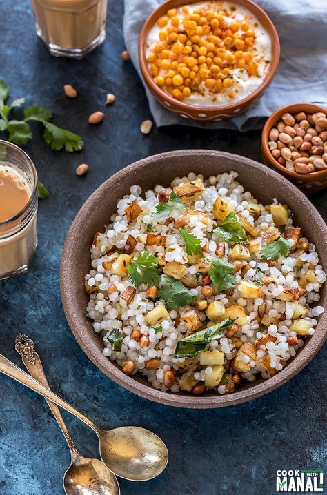 A pilaf made with tapioca pearls, Sabudana Khichdi is commonly prepared in Indian during the fasting season of Navratri. It's a simple dish yet so flavorful. #vegan #glutenfree #indian #khichdi Khichdi Photography, Dish Photography, Sago Pearls, Masala Khichdi, Sabudana Recipes, Khichdi Recipe, Gujarati Cuisine, Indian Food Photography, Food Photography Dessert