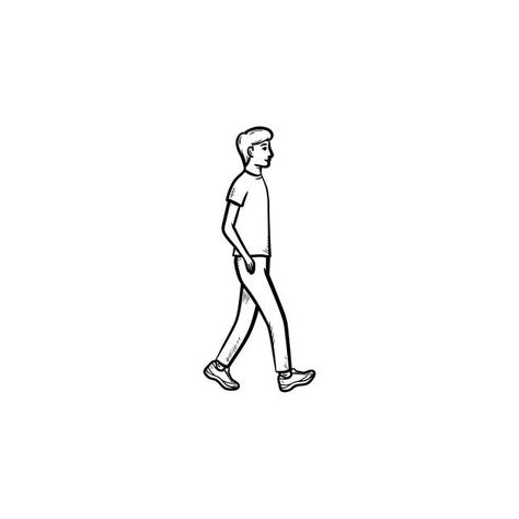 Walking person hand drawn outline doodle... | Premium Vector #Freepik #vector #background #people #city #hand A Person Walking Drawing, Person Tattoo Outline, Person Walking Side View Drawing, Someone Walking Drawing, Person Walking Illustration, Guy Walking Drawing, Walking Person Drawing, Man Walking Drawing, People Walking Drawing