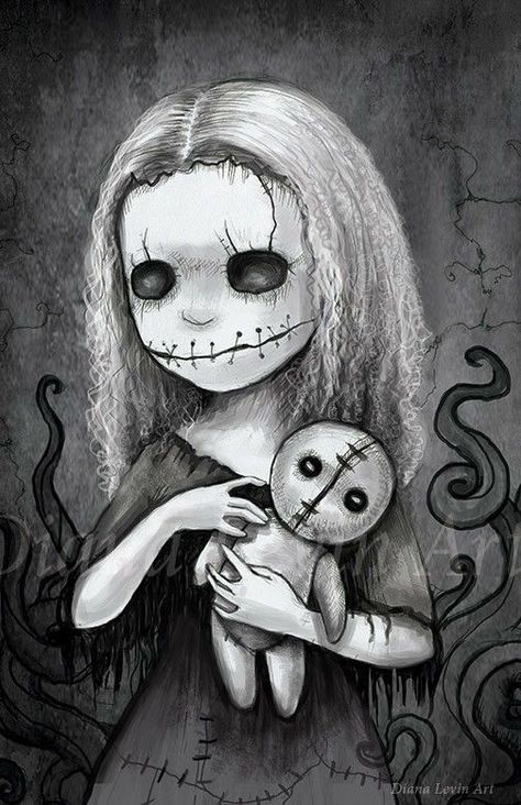 Mistletoe Tattoo, Image Illusion, Gothic Drawings, Scary Drawings, Horror Drawing, Desen Realist, Creepy Drawings, Creepy Doll, Scary Dolls