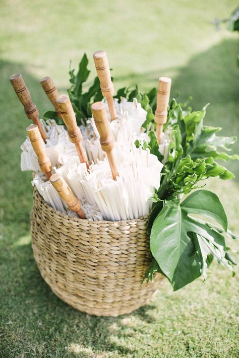 Elegant tropical wedding in a small village in Bali via Magnolia Rouge Umbrella Wedding Favors, Summer Wedding Favors, Summer Favors, Wedding Extras, Jasmine Star, Inbal Dror, Fiesta Tropical, Edible Wedding Favors, Umbrella Wedding