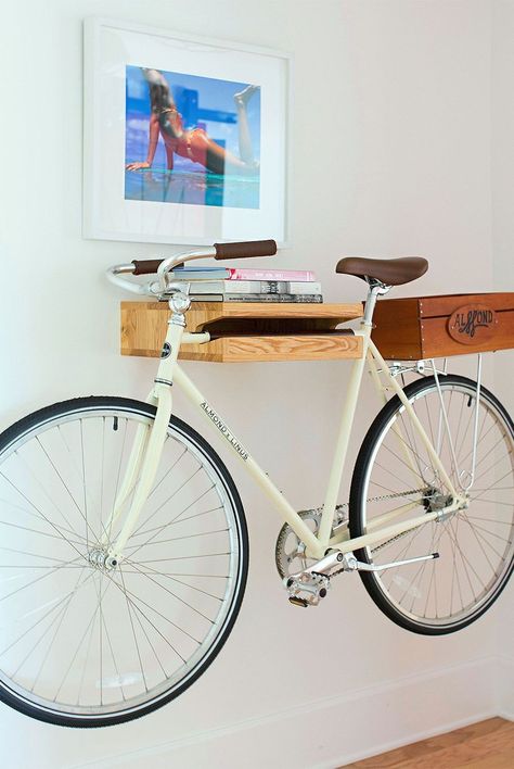 Tiny Apartment Bike Storage, Road Bike Storage, Storing Bikes In Apartment, Bike Storage Indoor, Small Space Bike Storage, Apartment Entryway Storage, Bike Hanging Ideas, Bike Storage Inside, Apartment Bike Storage