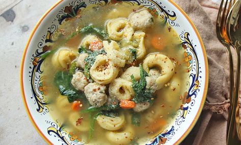 Italian Wedding Soup With Tortellini, Soup With Tortellini, Pumpkin Pull Apart Bread, Laura In The Kitchen, Tortellini Recipe, Laura Vitale, Bread Pudding With Apples, Tortellini Recipes, Yummy Fall Recipes