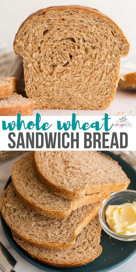 Whole Wheat Sandwich Bread Recipe, Wheat Sandwich Bread Recipe, Whole Wheat Sandwich Bread, Wheat Sandwich Bread, Wheat Bread Recipe, Homemade Sandwich, Wheat Recipes, Bread Maker Recipes, Homemade Bread Recipes Easy