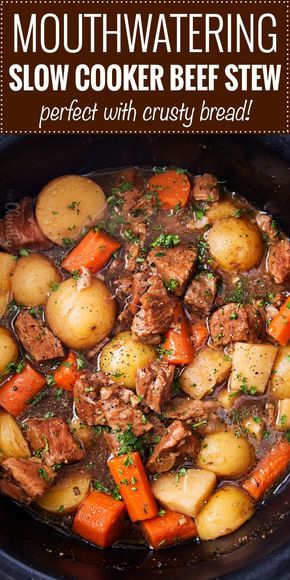 Flavorful Beef Stew, Beef Stew With Beer, Crockpot Beef Stew, Crockpot Recipes Beef Stew, Slow Cooker Dinner Recipes, Beef Soup Recipes, Beef Stew Crockpot, Slow Cooker Desserts, Slow Cooker Beef Stew