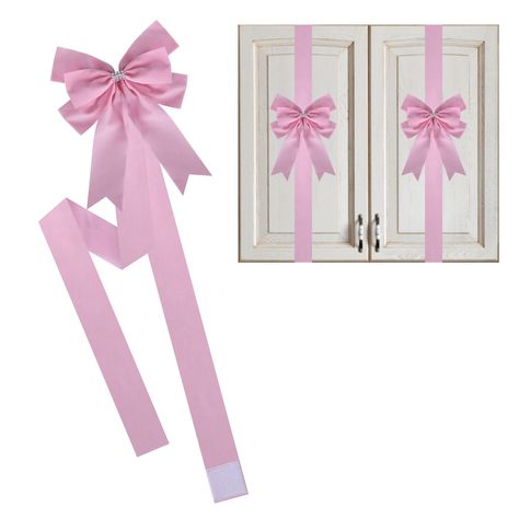 PRICES MAY VARY. Package: the center bow is measured approx. 12 x 10inches/ 30 x 25 cm, and the total length of the ribbon is about 8.2 ft/ 2.5meters, you will receive 6 pieces of Christmas cabinet ribbons, enough quantity for your various decorative needs, you can create a new look for your doors or cabinets with this festive items Materia: this cabinet festive ribbon bow is made of fabric material, quality and strong, not easy to break and wear, comfortable to touch, and won't scratch your fur Christmas Cabinet Bows, Pink Christmas Door Decorations, Pink Bow Christmas Tree, Bow Backdrop, Pink Cabinet, Spring Bows, Pink Garland, Pink Gift Wrap, Pink Cabinets