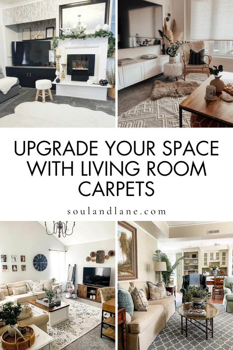 Discover the power of plush textures, captivating patterns, and rich colors to create a foundation that enhances every element of your decor. Learn how to choose a carpet that complements your furniture and accessories, making the room feel more inviting and cohesive. From subtle elegance to bold statements, find the perfect carpet to breathe new life into your living area. Transform your living room into a haven of comfort and style with innovative carpet ideas designed to upgrade your space. Carpeted Family Room Wall To Wall, Apartment Decorating With Carpet, Room With Carpet Ideas, Carpeted Living Room Ideas, Carpet Ideas Living Room, Wood Flooring Living Room, Carpet Living Room Ideas, Carpeted Living Room, Living Room With Carpet