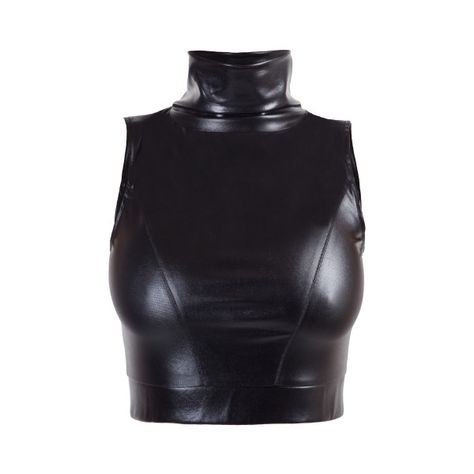 Black Latex Clothes, Black Leather Shirt Outfit, Black Tops For Women, Black Leather Crop Top, Leather Shirts, Leather T Shirt, Leather Tops, Leather Clothes, Mode Emo