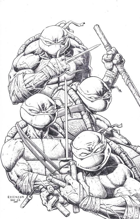 Tmnt Tattoo Sleeve, Ninja Turtles Tattoos, Teenage Mutant Ninja Turtles Sketch, Turtle Ninja Drawing, Colorable Drawings, Tmnt Coloring Pages, Tmnt Drawing Reference, Ninja Turtles Sketch, Tmnt Tattoo Ideas