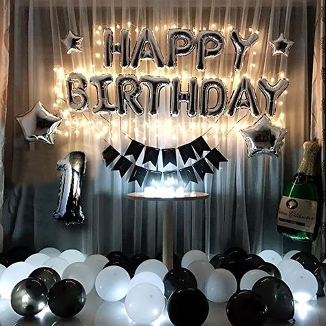 21 Birthday Party Decorations, Funfetti Birthday, 21 Party, Surprise Birthday Decorations, Happy Birthday Balloon Banner, Birthday 21st, 60th Birthday Decorations, Birthday Lights, Happy Birthday Decor