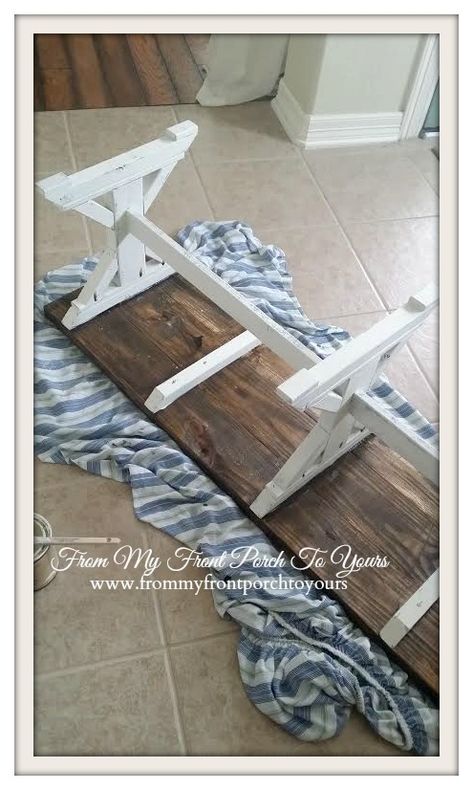 From My Front Porch To Yours- Anna White Fancy Farmhouse X Bench Fancy Farmhouse, Build Your Own Garage, Pink Bathtub, Trendy Farmhouse Kitchen, Farmhouse Table With Bench, Kitchen Table Bench, X Bench, Farmhouse Bench, Farmhouse Kitchen Tables