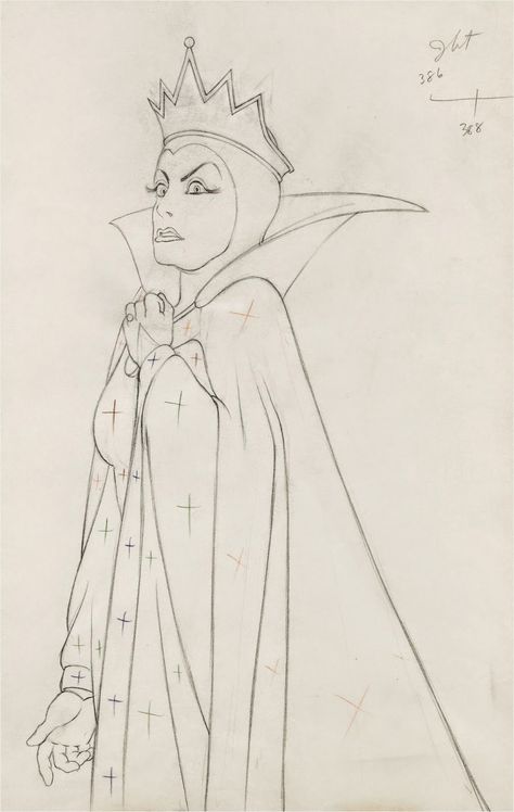 Every pencil or ink line needed to define the character's subtle forms perfectly Evil Queen Drawing, Disney Character Sketches, Art Definition, Queen Drawing, The Evil Queen, Disney Concept Art, Disney Sketches, Snow White And The Seven Dwarfs, The Seven Dwarfs