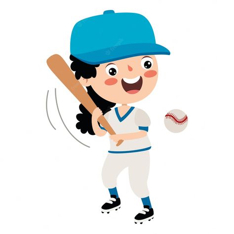 Premium Vector | Cartoon illustration of a kid playing baseball Sports Animation, Kids Playing Baseball, Baseball Cartoon, Premium Vector Cartoon, Kids Studio, Cute Cartoon Characters, Play Baseball, Kids Baseball