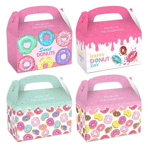 PRICES MAY VARY. 24 Pack Donut Boxes: Each package includes 24 donut boxes in a beautiful pink color with a shiny foil finish. The boxes are perfect for holding small treats, snacks, and party favors for any birthday, baby shower, bridal shower, or other special occasion. Premium Quality: Our donut party boxes are made from high-quality cardboard material, ensuring durability and sturdiness. The pink color is vibrant and eye-catching, making them a great addition to any party decor. Versatile Us Cute Multicolor Party Supplies For Gift, Multicolor Novelty Party Supplies For Gifts, Donut Party Supplies, Candy Bag Favors, Donut Party Favors, Donut Themed Birthday Party, Donut Gifts, Donut Box, Birthday Donuts