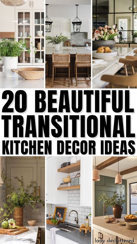 20 Beautiful Transitional Kitchen Decor Ideas Attached Dining And Kitchen, Transitional Kitchen Decor Ideas, Modern Traditional Kitchen Decor, Traditional Home Decor Dining Room, Traditional Kitchen Design Simple, Transitional Modern Romantic Home Decor, Kitchen Design Transitional Inspiration, Transitional Interior Design Kitchen, Transitional Kitchens With Islands