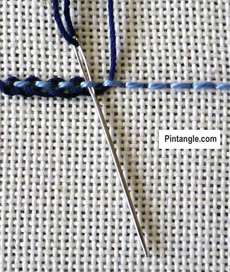 Pekinese Stitch - Pintangle - Stitch Dictionary Pekinese Stitch, Basic Hand Embroidery Stitches, Cross Stitch Tutorial, Embroidery Lessons, Embroidery Stitch, Stitch Tutorial, Basic Embroidery Stitches, Needlepoint Stitches, Embroidery Letters