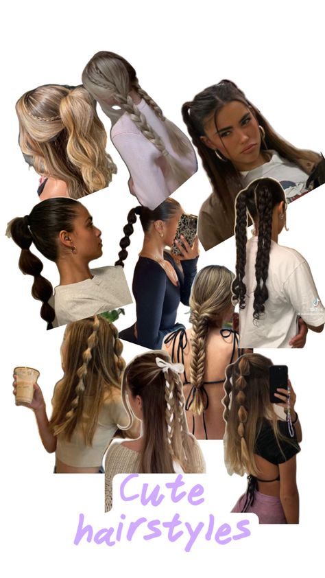 Cute hairstyles Hair Styles Cute For School, Simple Hairstyles For Sports, Cute Hair Styles For Teens Easy, Hairstyles Teenage Girl, Easy Simple Hairstyles For Long Hair, Cute Hairstyles For Middle School, Quick Easy Cute Hairstyles For School, Cutsie Hairstyles, Hairstyles For Picture Day At School